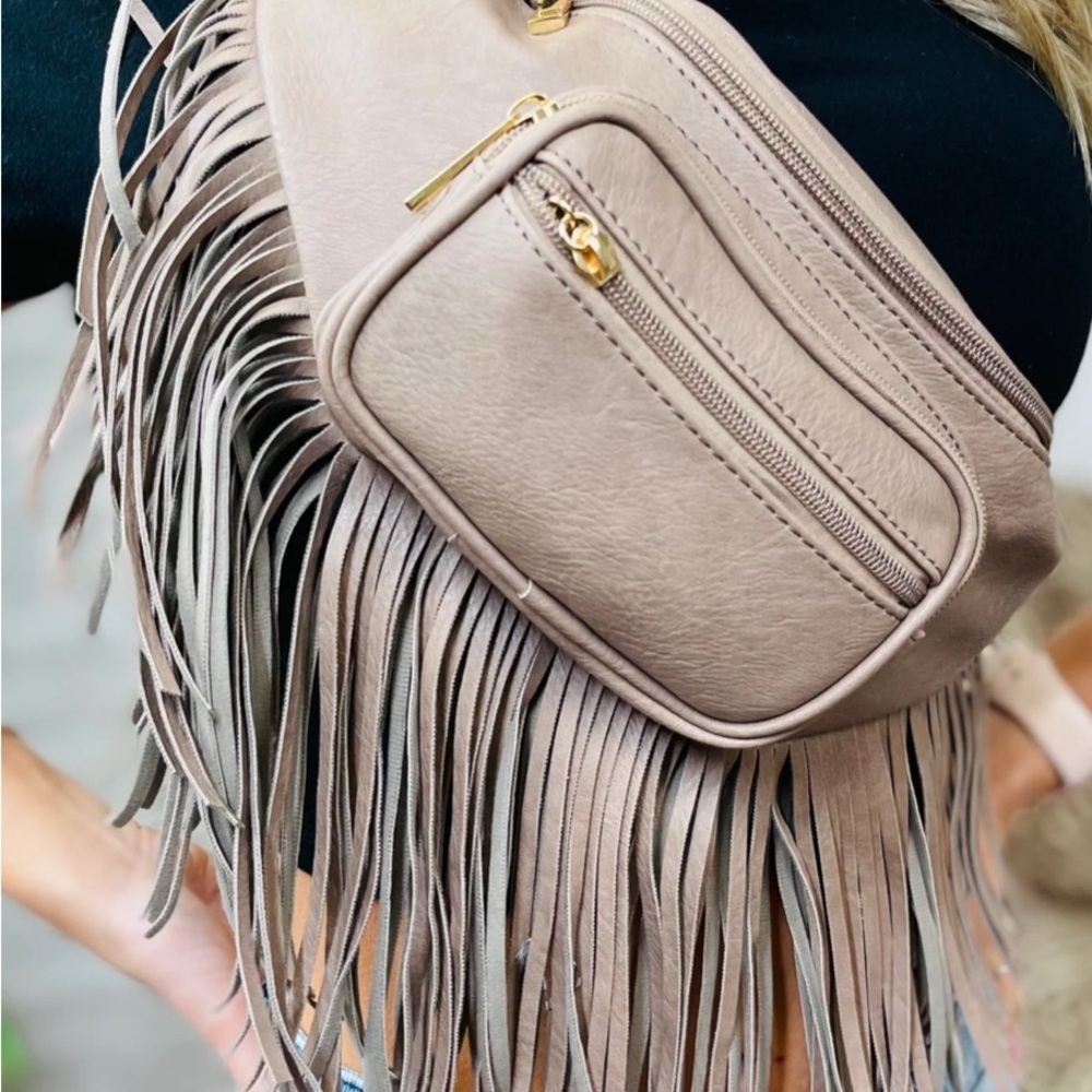 Fringe Tan Crossbody Bag